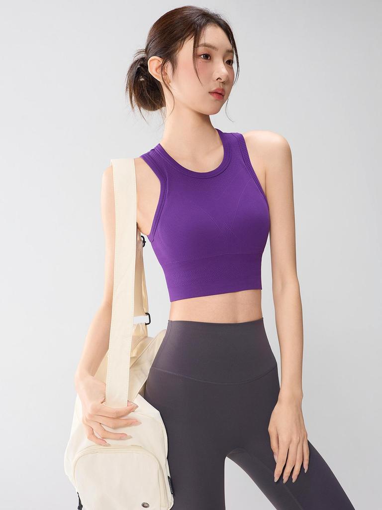 Women's High-Support Shockproof Yoga Vest Sports Bra - Beautiful Back Design for Running, Fitness, and Yoga Training.