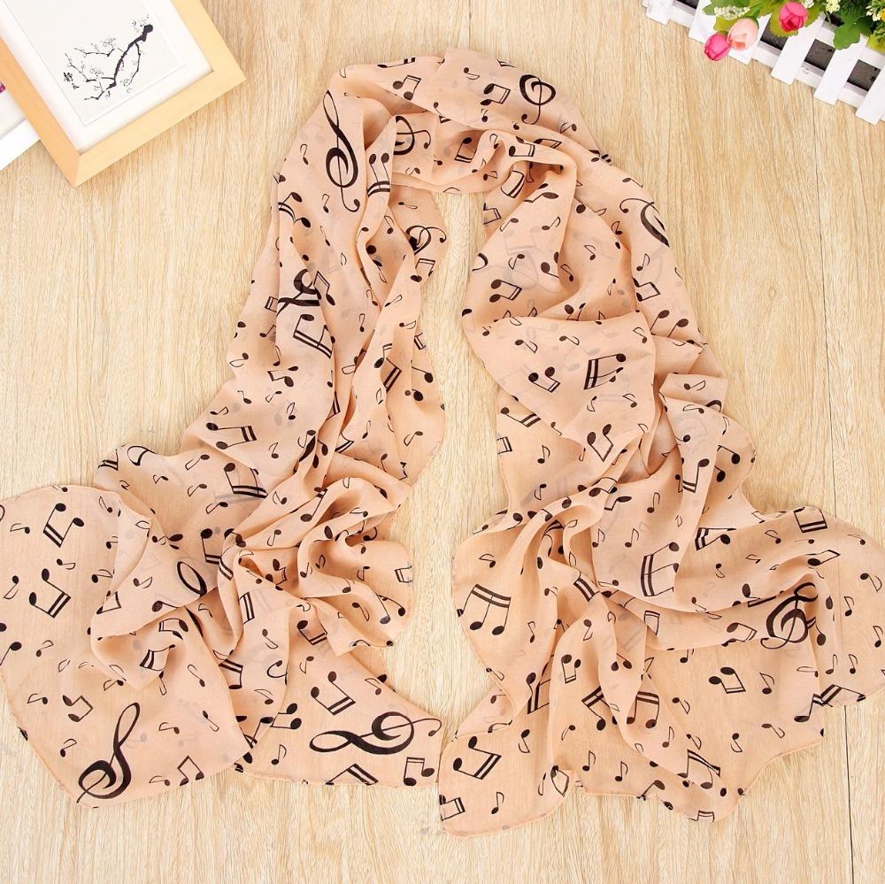 New Fashion Music Symbols Ladies Scarf Printed Chiffon For Ladies Women Girls Scarf Beach