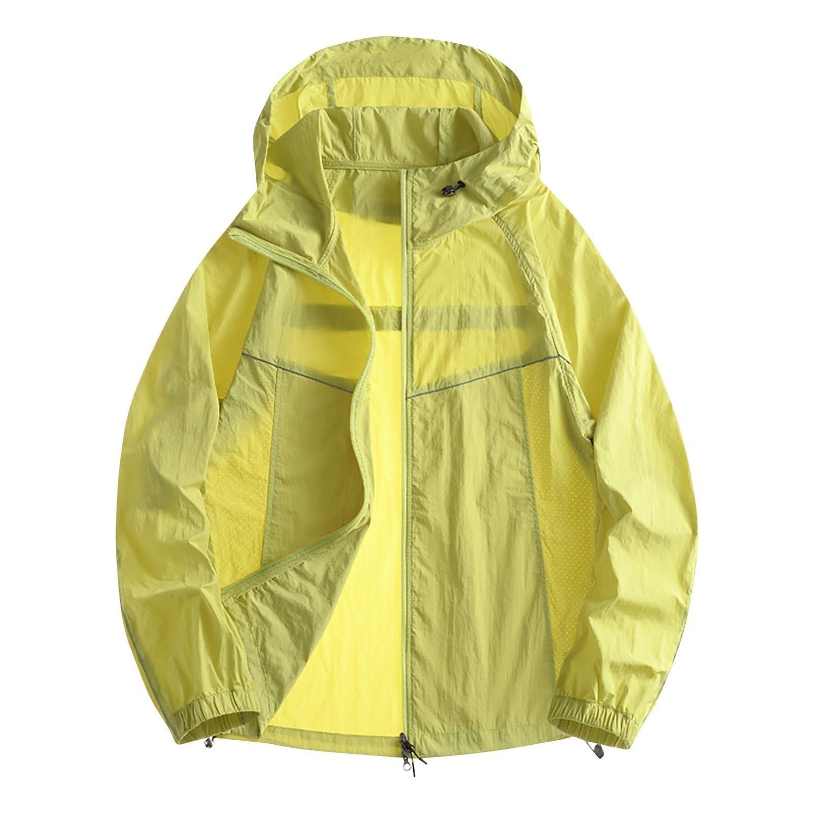 

Легкая куртка с капюшоном для пар, модная, солнцезащитная, на полной молнии, дышащая, удобная толстовка, верхняя одежда для спорта на открытом воздухе XL жёлтый