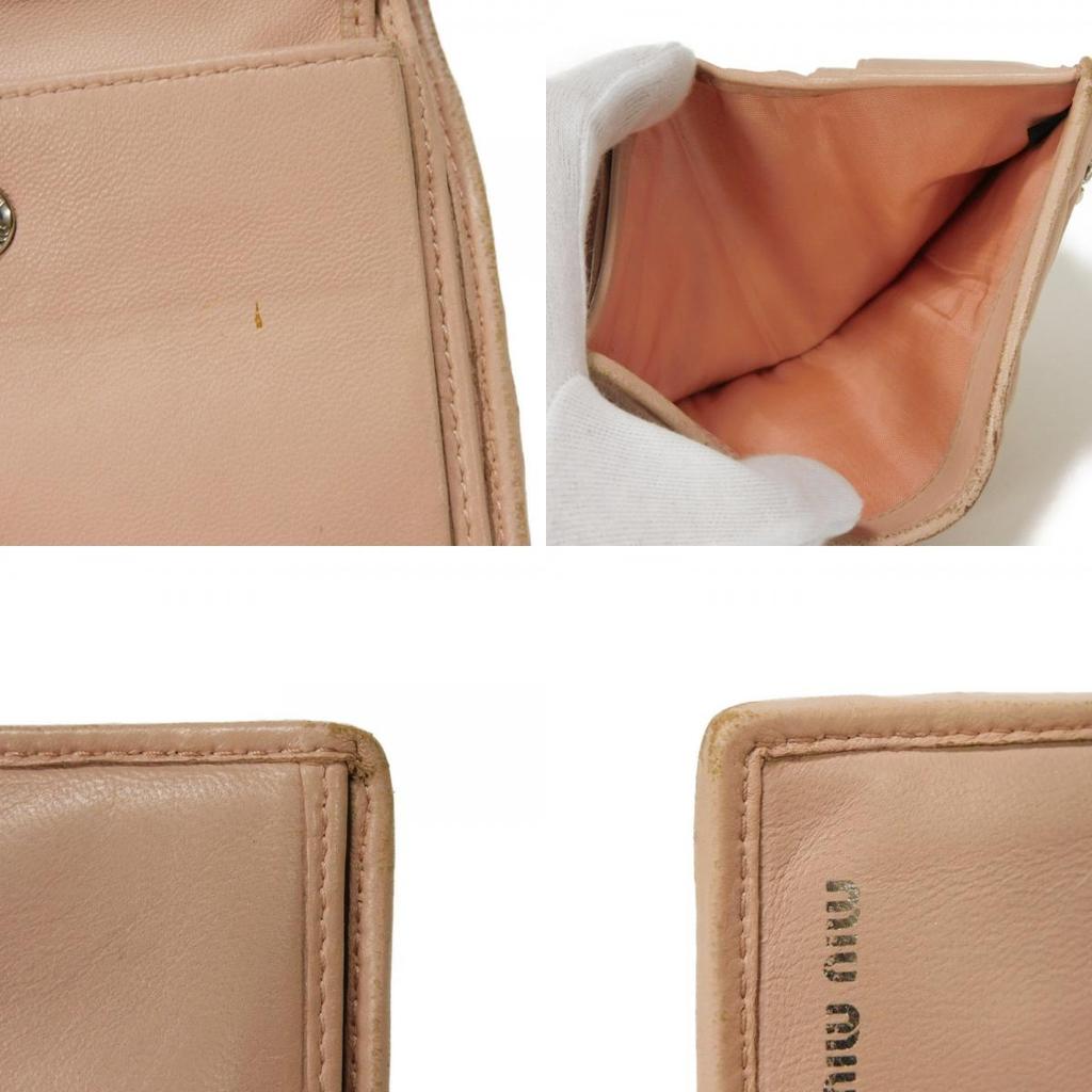 Used Matelasse Compact Wallet 12166 5MV204 2BSQ F0615 7941 with MIU Crystal Pearl Orchid from Japan AUTHENTIC