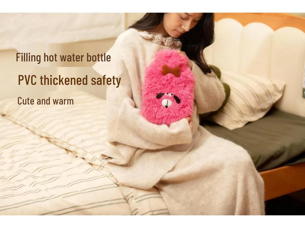 Cute Cartoon Monster PVC Hot Water Bag for Abdomen and Bed, Explosion-Proof