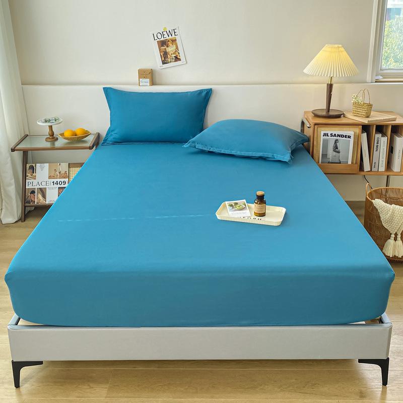 Plain Color Single Piece Washed Cotton Brushed Mattress Protector Dustproof Bed Cover