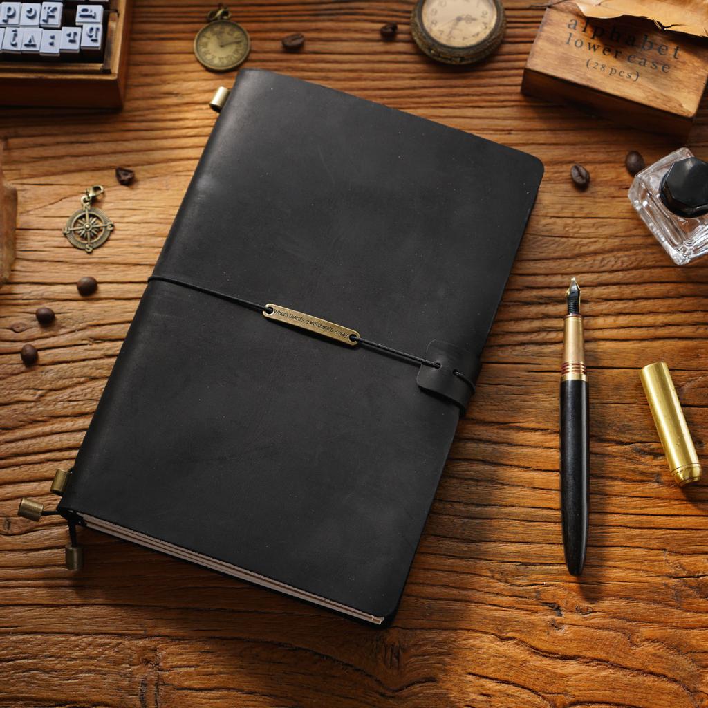 2026 First Layer Cowhide Notebook Genuine Leather Retro Travel Notebook Handmade Loose-leaf Notepad Diary Spot
