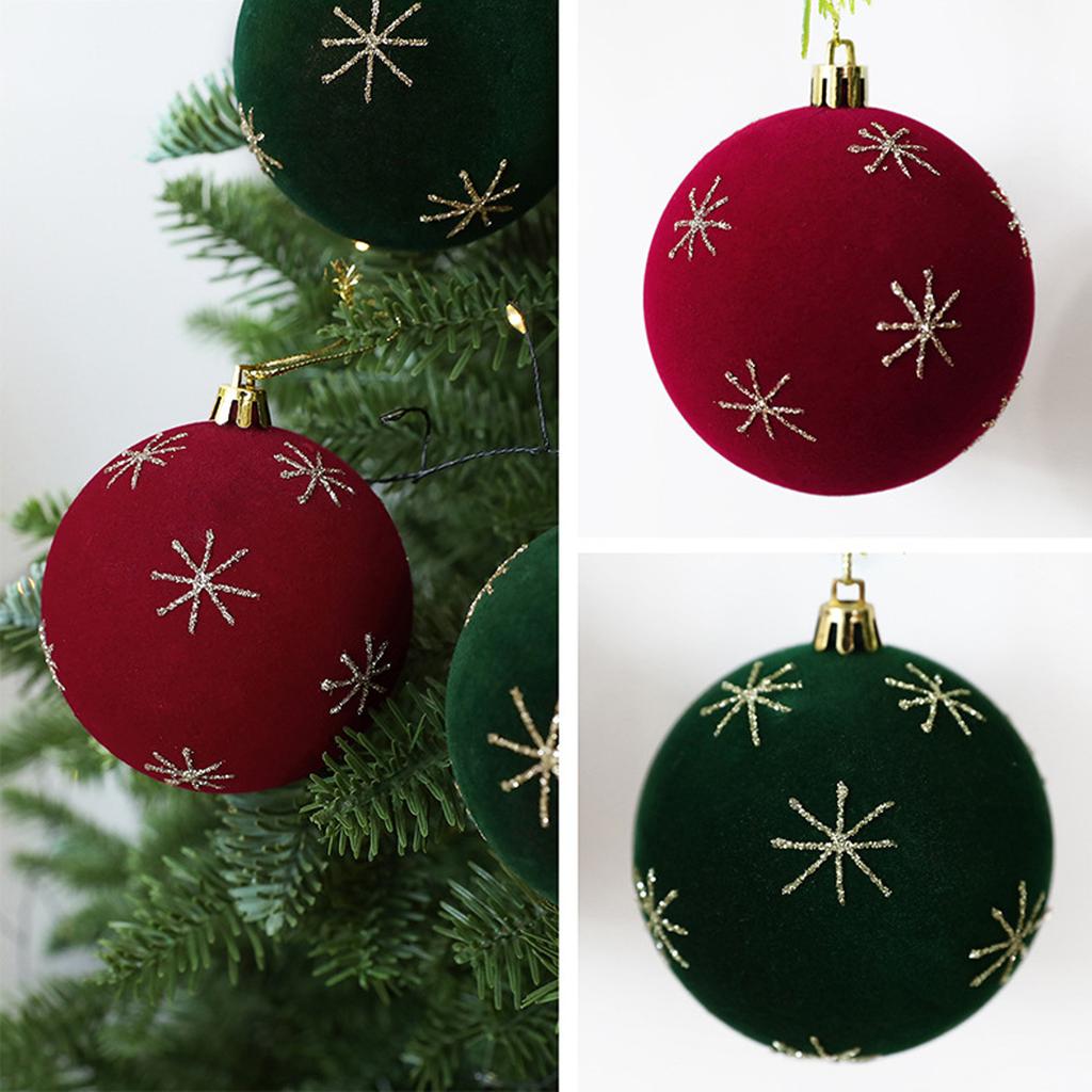 Velvet Painted Christmas Tree Ornament Ball Hanging Decoration for Holiday Décor
