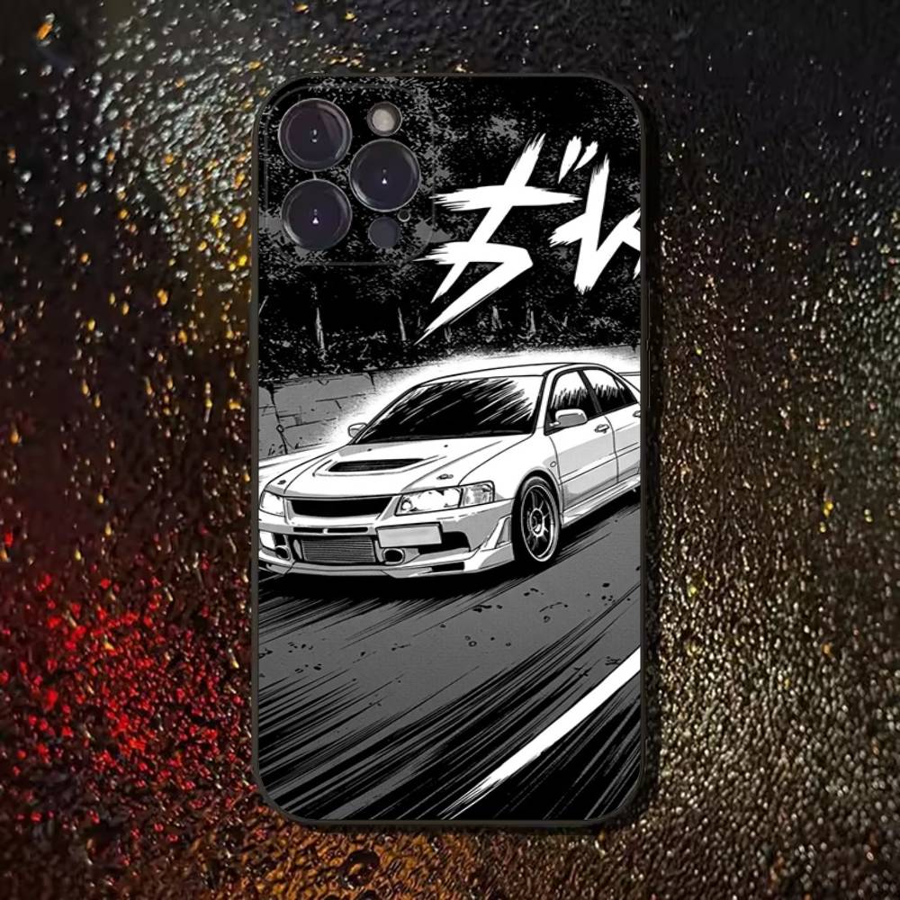 J-JDM Car E-Evo Phone Case For iPhone 17,16,15,14,13,12,11 Plus,Pro Max,XS,X,XR,SE,Mini,8,7,Soft Silicone Black Cover