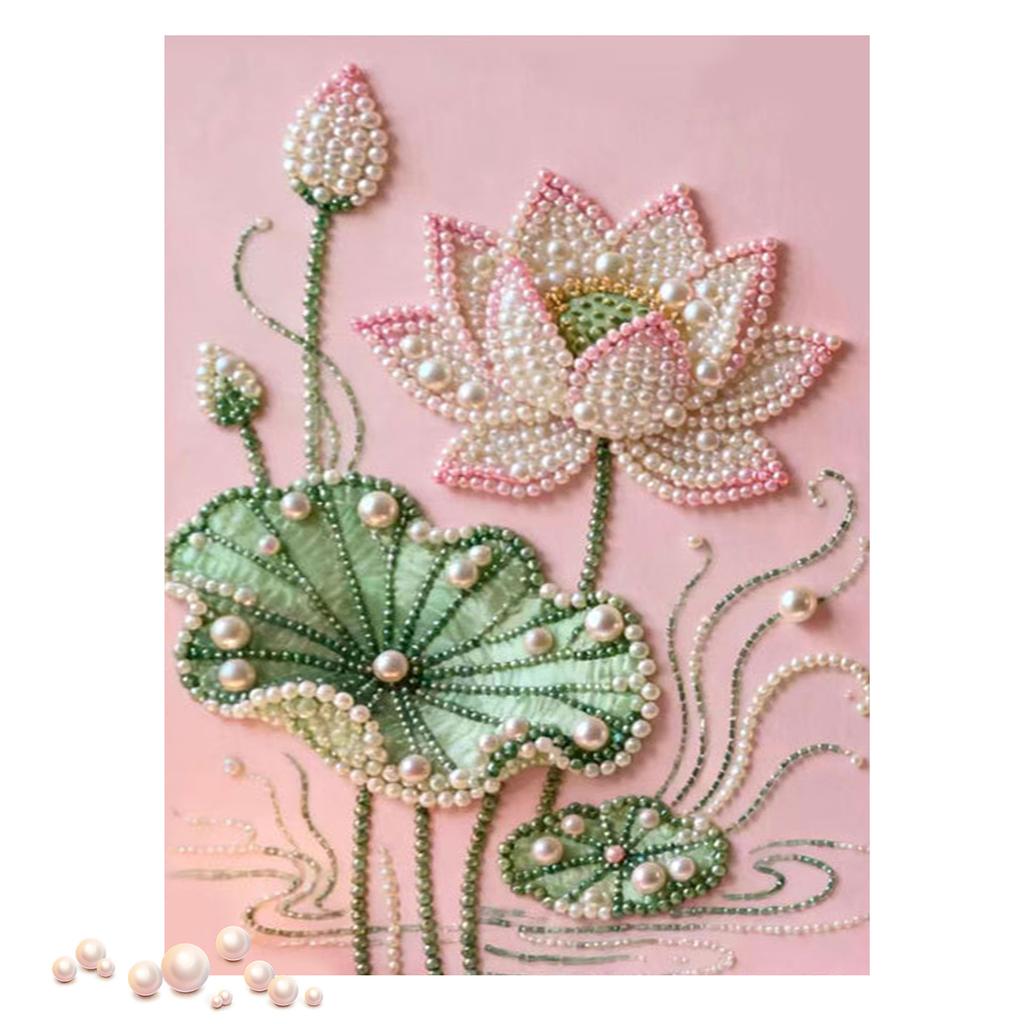 DIY Pearl Painting Kit Flower Rose Sunflower Orchids Lotus Iris Handmade Craft Art Pearl Painting for Home Wall Decor Gift for Women Adults Kids
