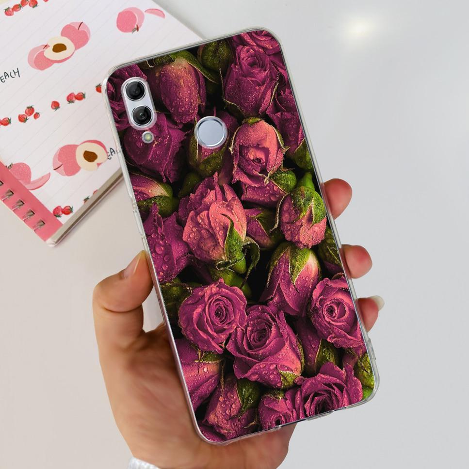 For Honor 10 Lite HRY-LX1 Case Luxury Flower Love Soft TPU Silicone Clear Cover For Huawei Honor 10Lite 6.21" Phone Case Fundas