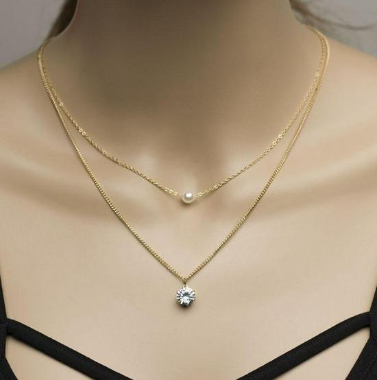 Elegant Zirconia Pearl & Diamond Clavicle Necklace: Women s European Style Pendant