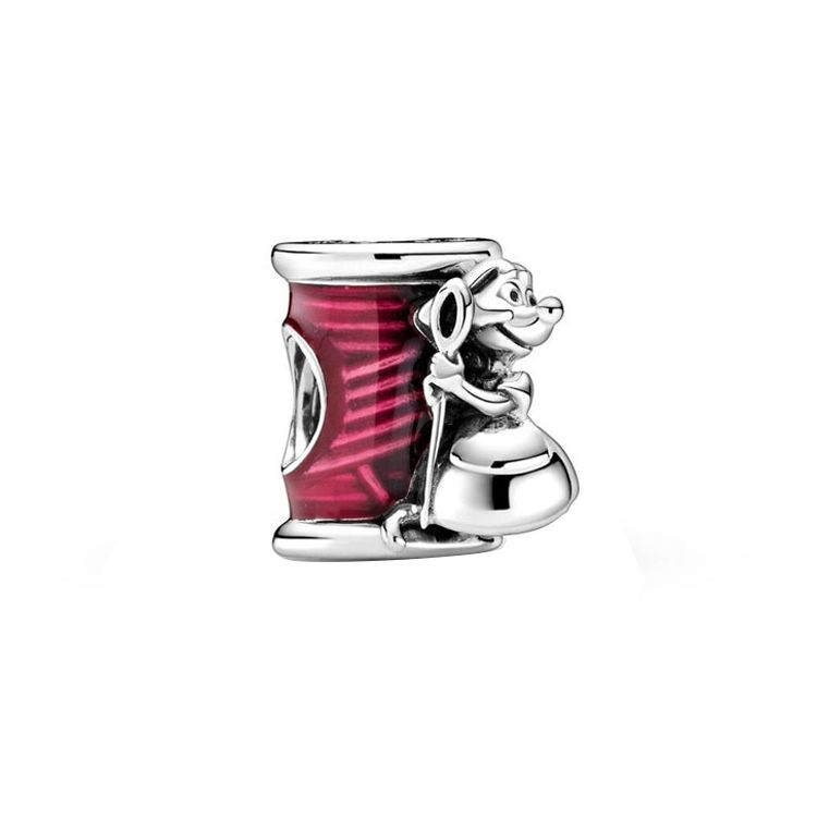 Pandora Disney Series Cinderella Mouse Suzy And Needle And Thread Charm Unisex Charm 799200C01 Rose Red/Silver