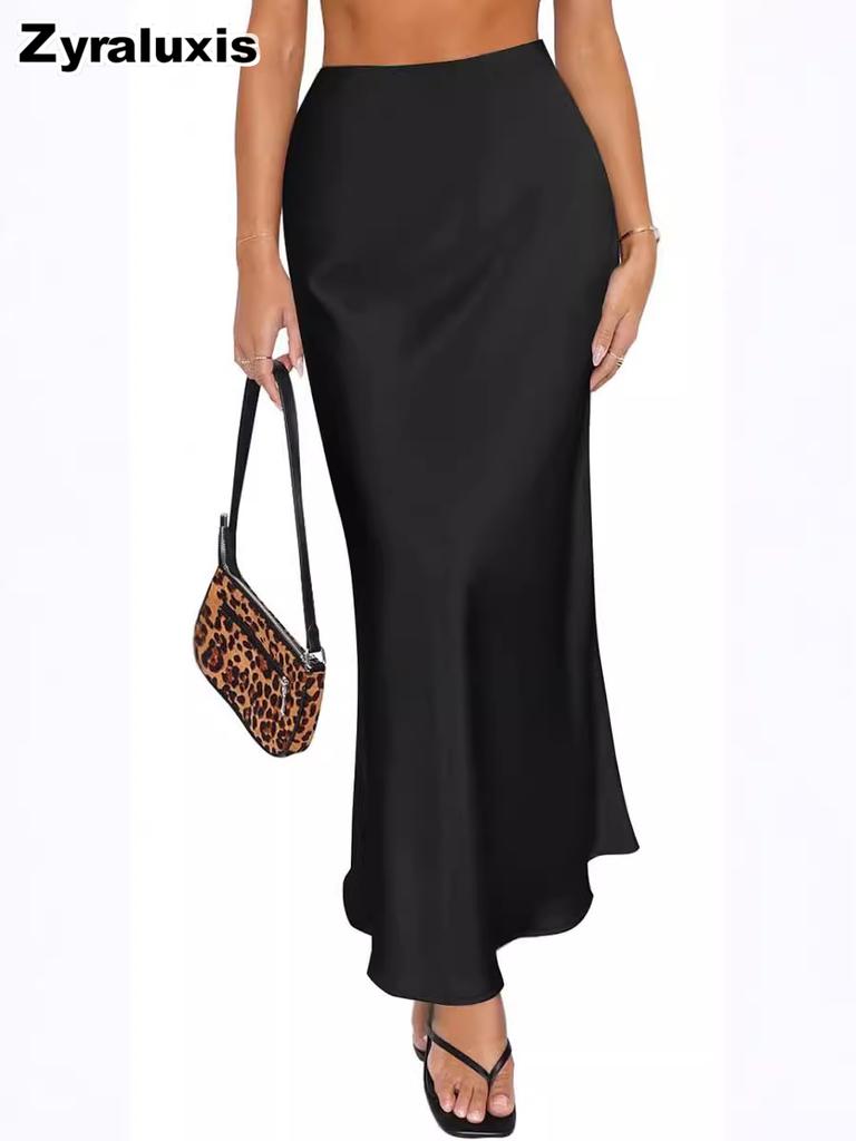 Summer High Waist Fishtail Satin Wrap Pencil Skirt