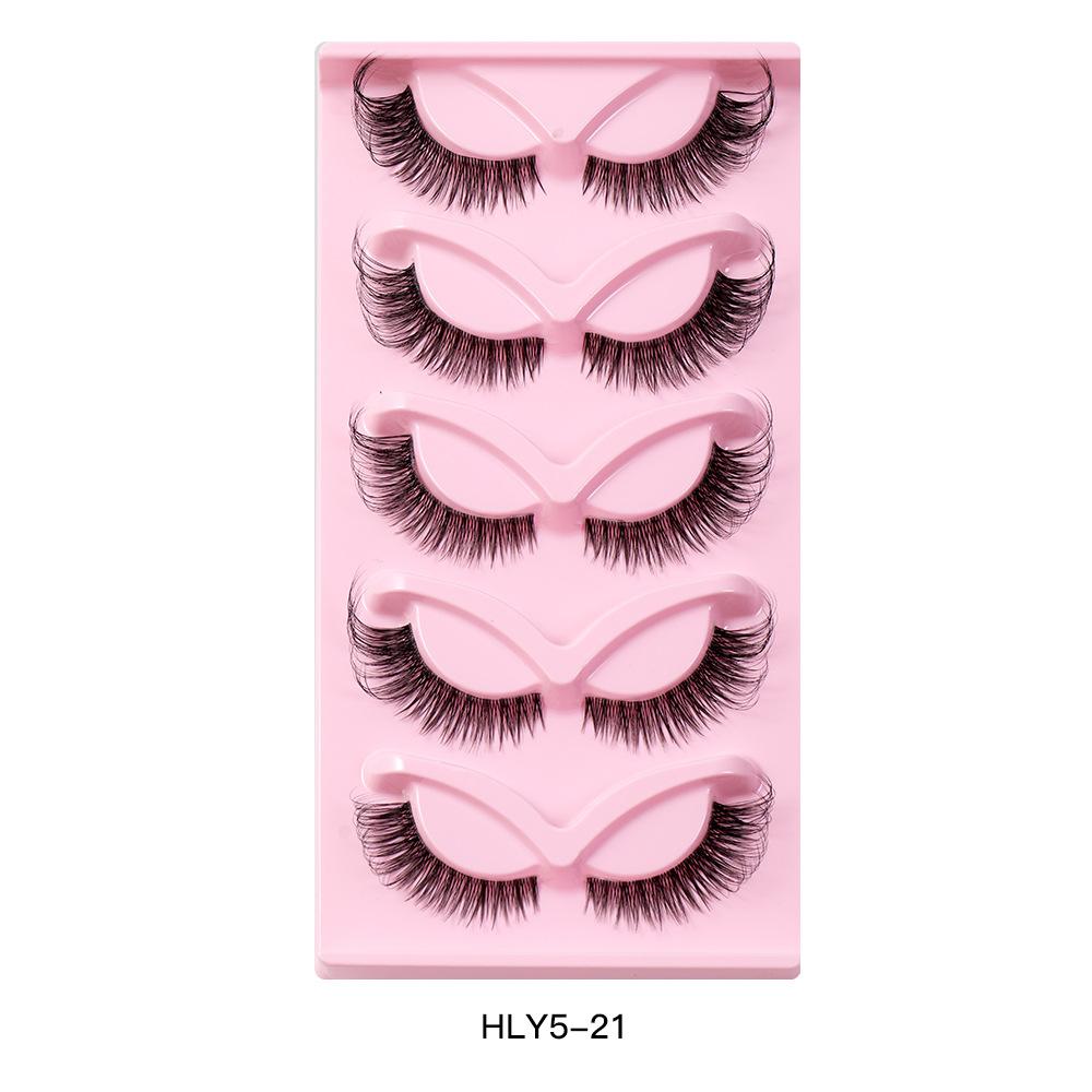 5 Pairs Of Diagonal Flying Fox Eyes False Eyelashes, Natural Thick Eyelashes, Simulated Cat Eyelashes