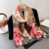 Literary Style Printing Flower Cutting Spring and Summer Silk Scarf Large Long Scarf High Sense Travel Shawl Sun Protection Women's Scarf Headscarf