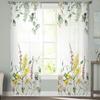 Frühlingspflanze Kamille Eukalyptus Schlafzimmer Transparente Gardinen Urlaubsdekoration Fenster Voile Tüll Vorhang