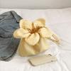 Printing Flower Handbag Korean Style Shoulder Bags Lightweight Plaid Drawstring Bag  Student
