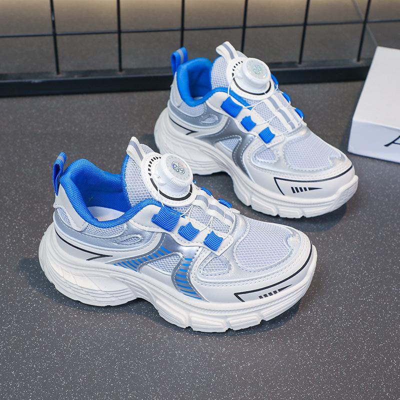 

2025 Spring and Autumn New Boys and Girls Rotating Buckle Sneakers Children Middle and Older Children Lightweight Soft Sole Casual Shoes Tide 26-31 yards FCL shot 48 pairs синій