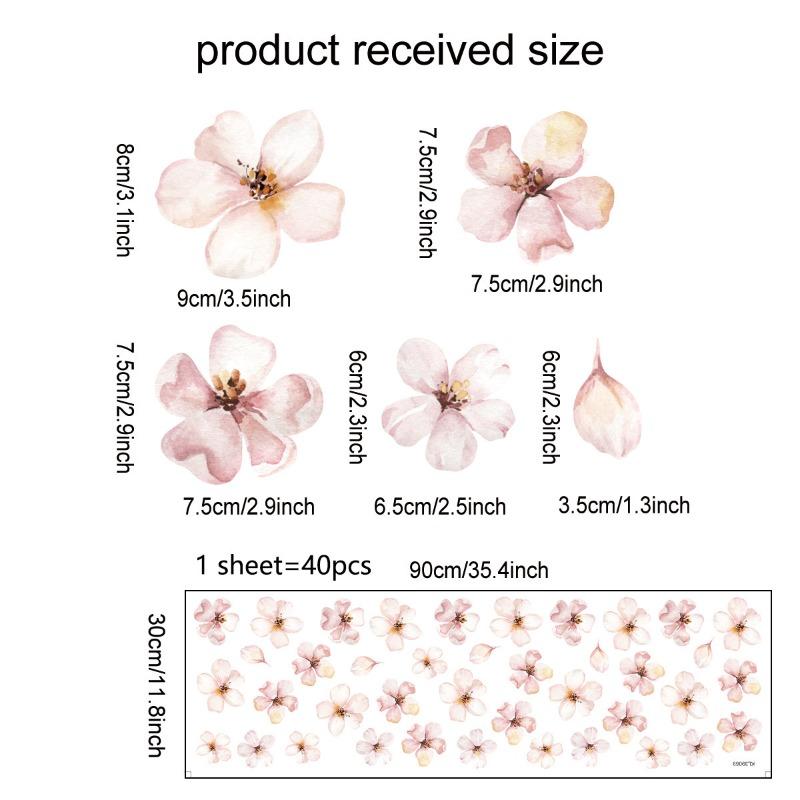Floral Plants Flowers Wall Stickers for Living Rooms, Background Wall Decoration, Self-adhesive Vinyl Sticker, Girls Bedroom