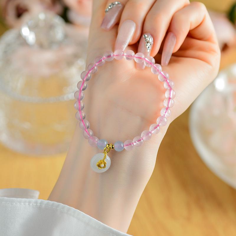 

Натуральный кристалл розовый кварц аквамарин кулон мир женский браслет - легкая роскошь оригинальный дизайн