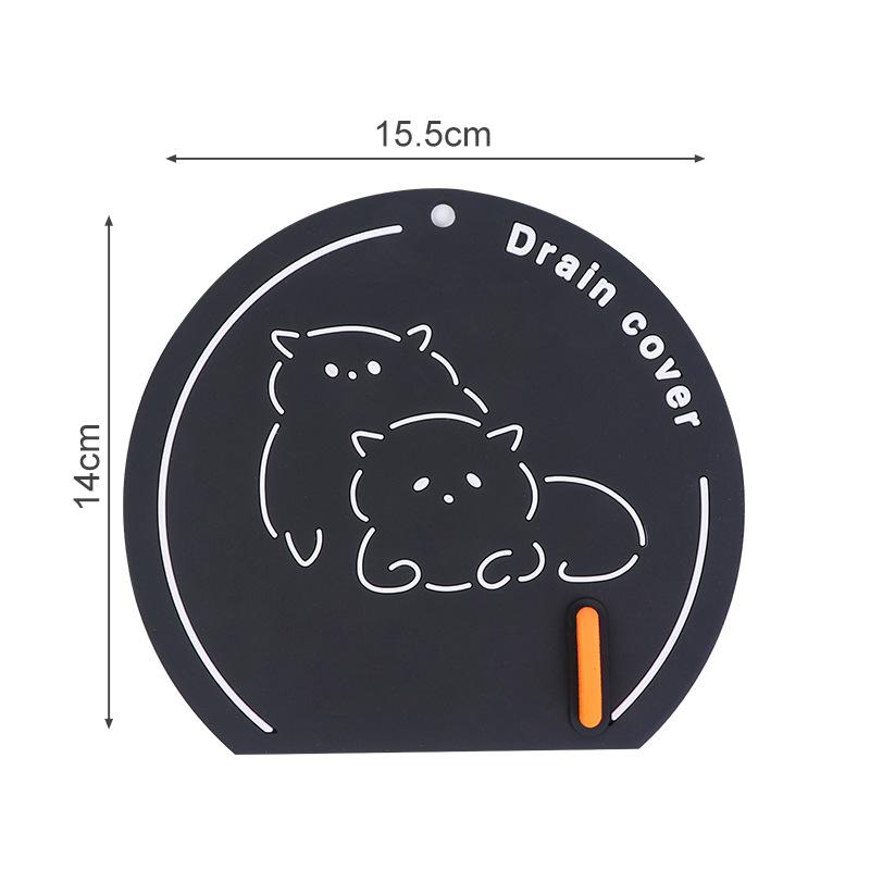 

Bathroom Toilet Opening Anti-odor Floor Drain Cover, Kitchen Sewer Sealing Magic Tool Soft Rubber Floor Drain Pad Little cat чёрный