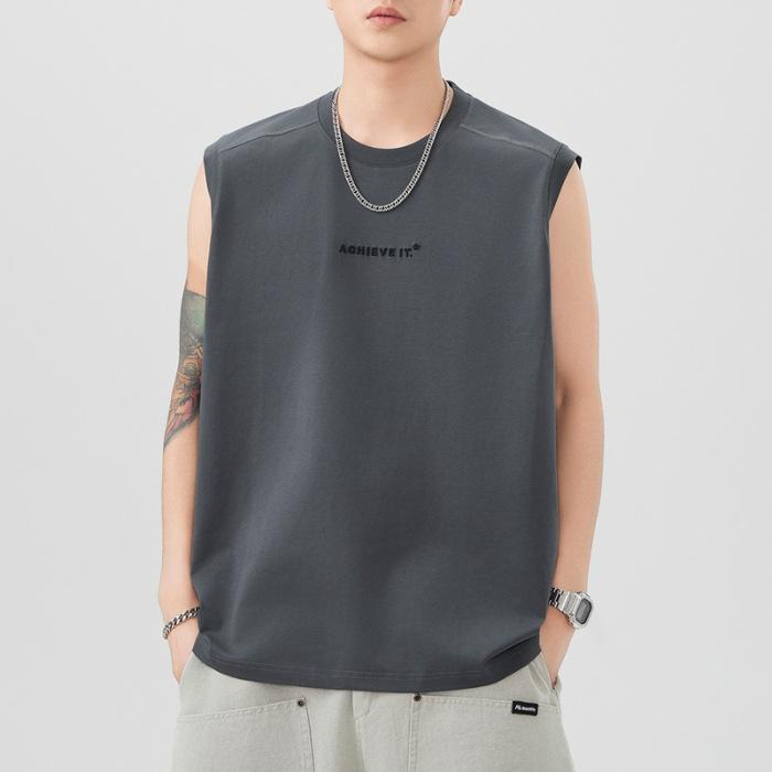 

Мужская майка без рукавов с круглым вырезом, свободного кроя, 260 г, на лето, новый универсальный принт 4XL