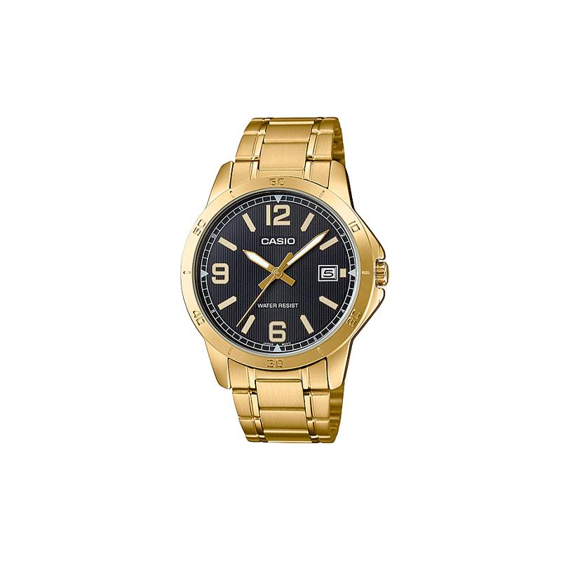 

Casio CASIOSTANDARD Series Simple Fashion Gold Quartz Movement Stainless Steel Strap Japanese and Korean Watch Men s Watch Black Dial MTP-V004G-1B2021 золотой