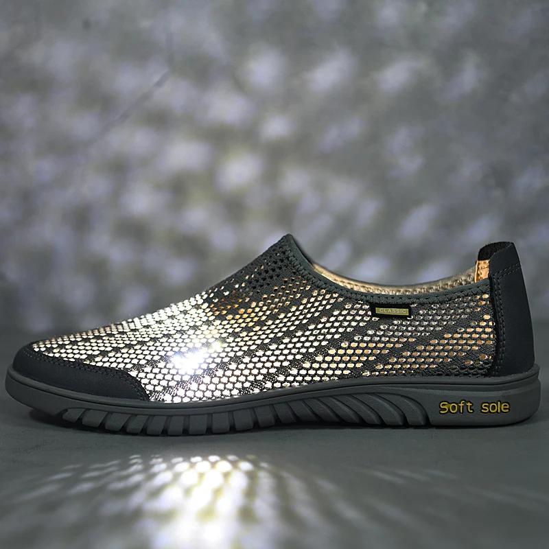 

Fashion Mens Slip on Walking Shoes Breathable Mens Loafers Male Comfortable Driving Footwear Hot Sale Flats All-match Office Footwear 46 серый