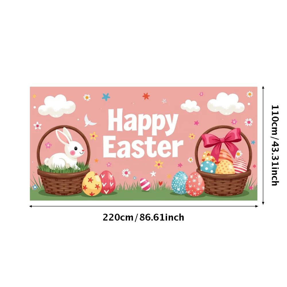 Easter Outdoor Garden Decoration 2025 Bunny Door Cover Easter Party Supplies Background Easter Eggs Banner Photography Props