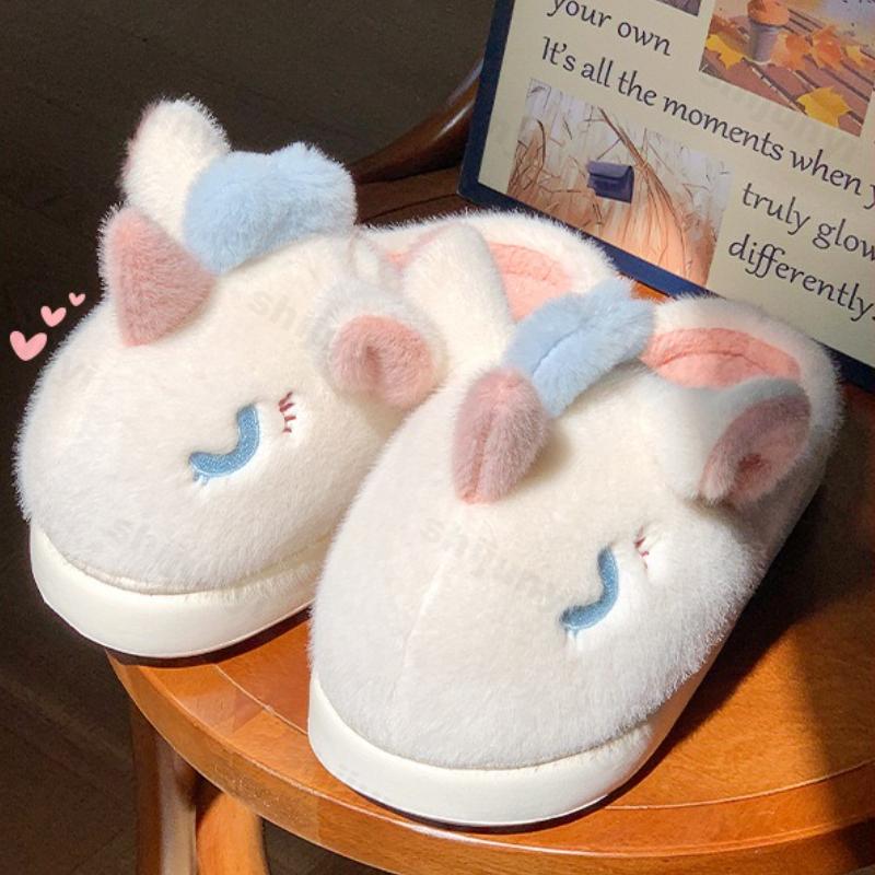 Fashion Couple Cotton Slippers Winter Halloween Women's Thicken Warm Non Slip One Word Slippers Lightweight Comfortable Men's Home Shoes