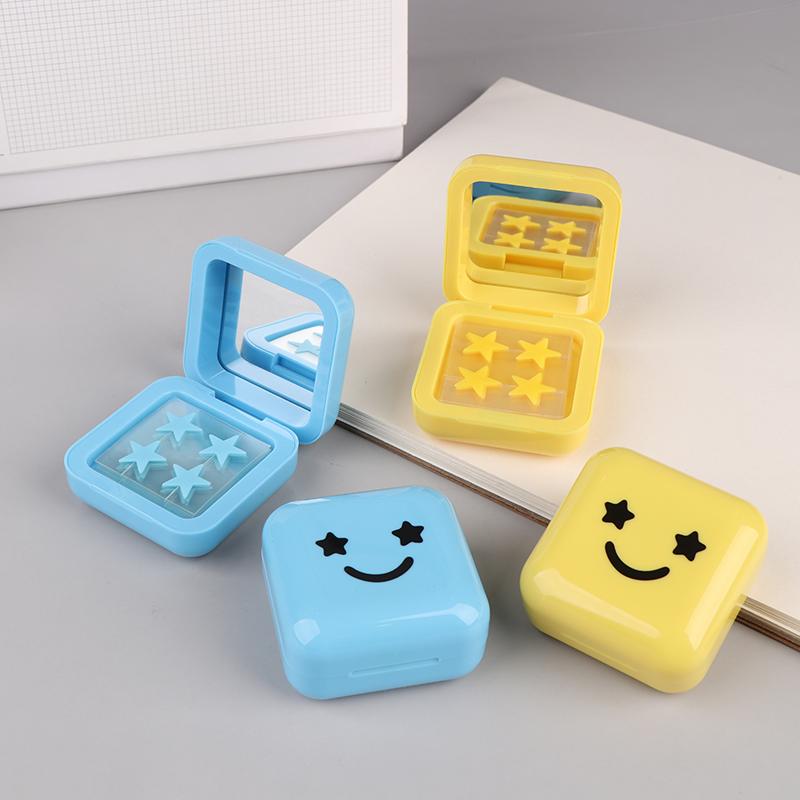 1Box Yellow/Blue Acne Patch Fade Repair Invisible Acne Removal Stickers Cute Concealer Makeup Tool Star Style With Mirror Box