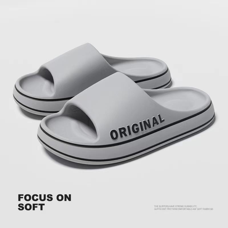 

Удобные летние тапочки для мужчин и женщин: Сандалии EVA с толстой подошвой, нескользящие, без запаха, для дома, для пар 44-45 серый