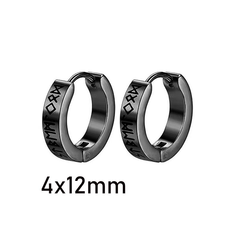 1 Pair Gothic Viking Rune Stud Earrings For Women/Men Stainless Steel Cubic Zirconia Rock Punk Piercing Jewelry