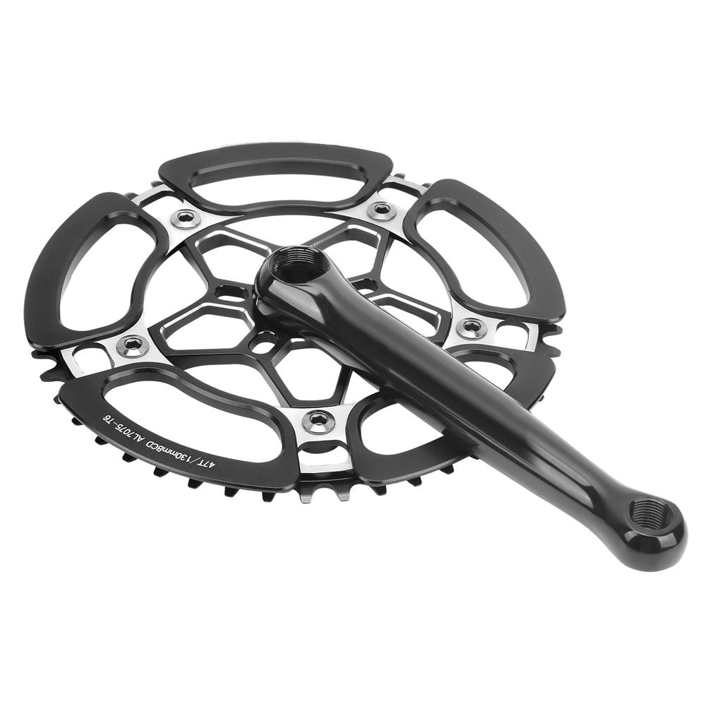 45T Bike Crankset Crank Arm Aluminium Alloy Single Speed Crank Arm Chainwheel Accessory Black