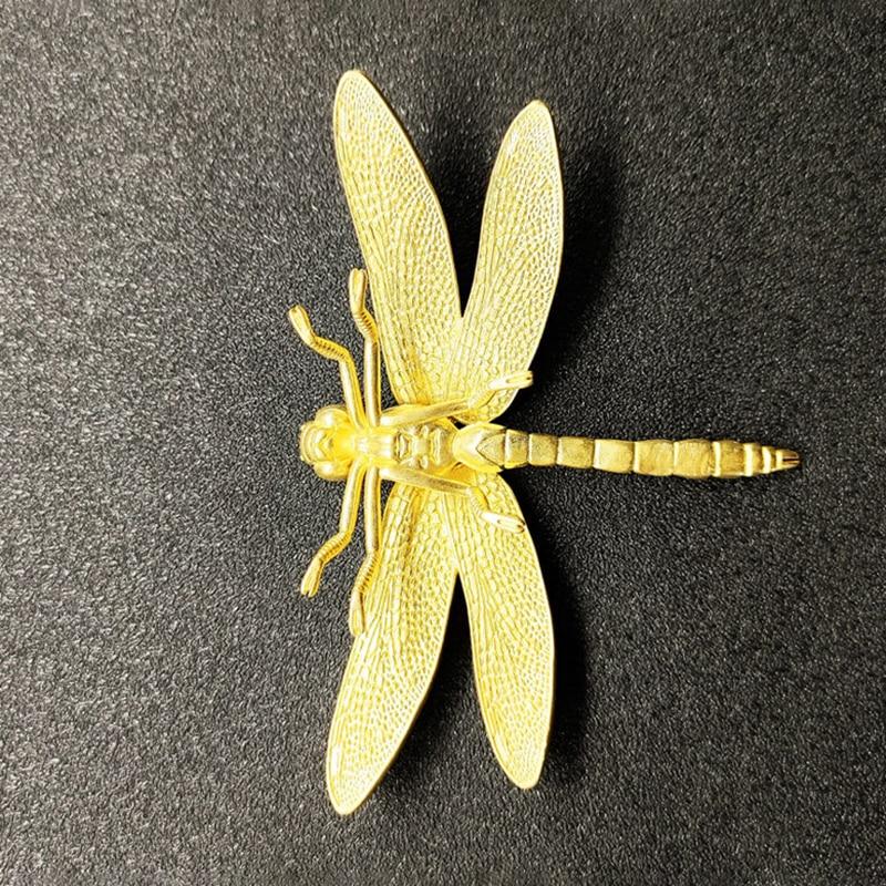 Removable Brass Dragonfly Figurines Simulation Animal Wings Toy  Office Desk Small Ornament
