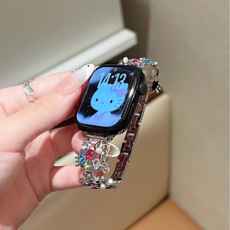 Compatible Metal Chain Watch Band for Huawei, Xiaomi, KT Diamond, Apple Watch Series 1-11, iWatch SE