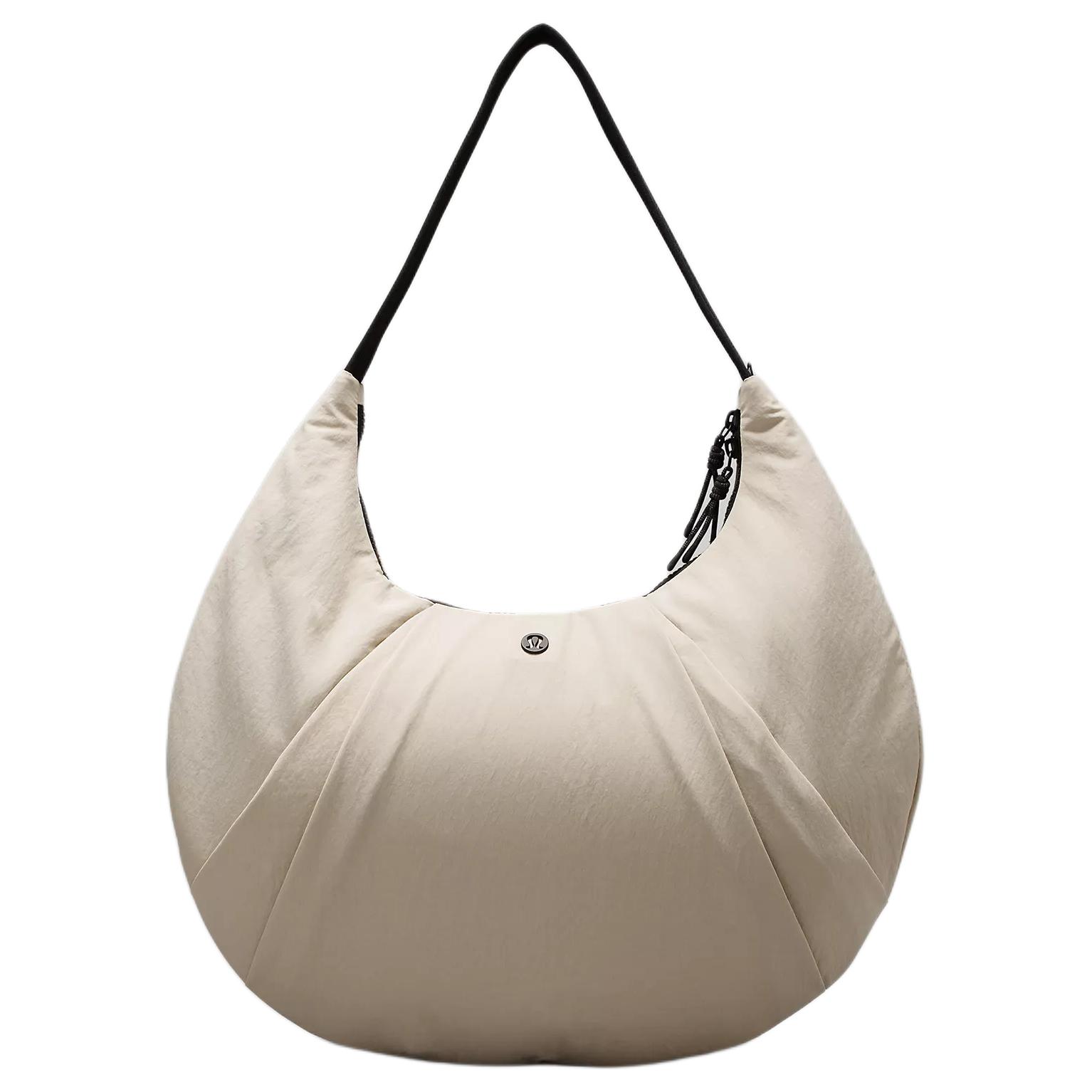 Lululemon Pleated 10L Brand Logo Zipper Closure Fabric Croissant Bag Women Shoulder Bag Mojave-Brown Black LW9EJRS-067410 Mojave Tan  & Black