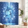 2D-bedruckter Polyester-Duschvorhang - Delfin & Wolf Thema Badezimmerdekoration, Stilvoller Duschvorhang für das Badezimmer zu Hause