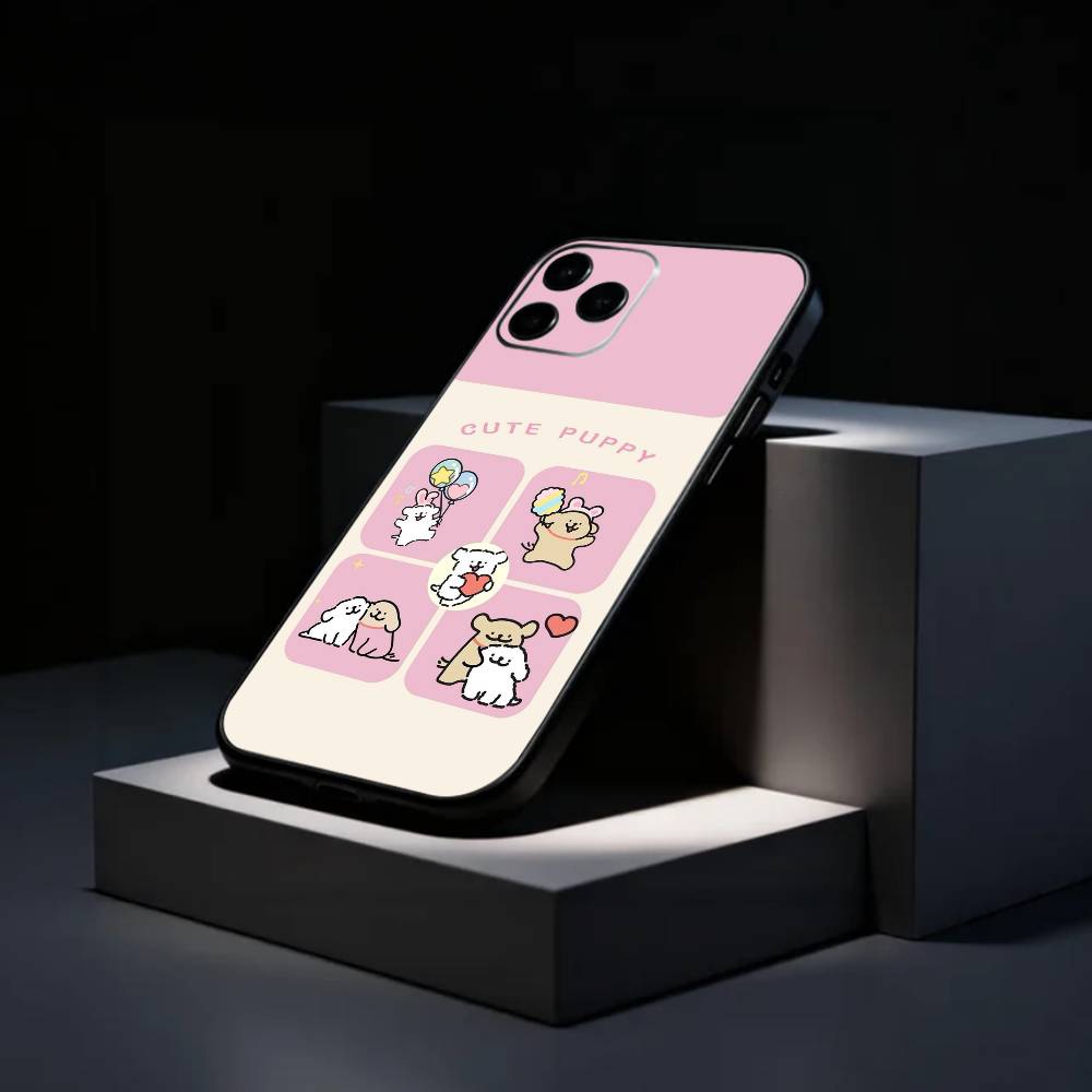 L-Lovely Line Puppy Cartoon Cute Dog Phone Case Silicone Soft For IPhone 17 16 15 14 13 12 11 X XR Plus Pro Max Plus