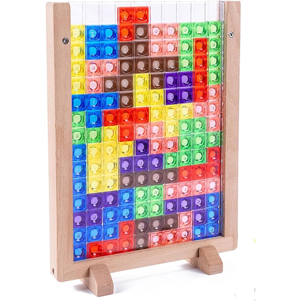 Sugarello Tetris Game 3D Puzzle Wooden Puzzle Educational Toy for Kids Montessori Education Educa...