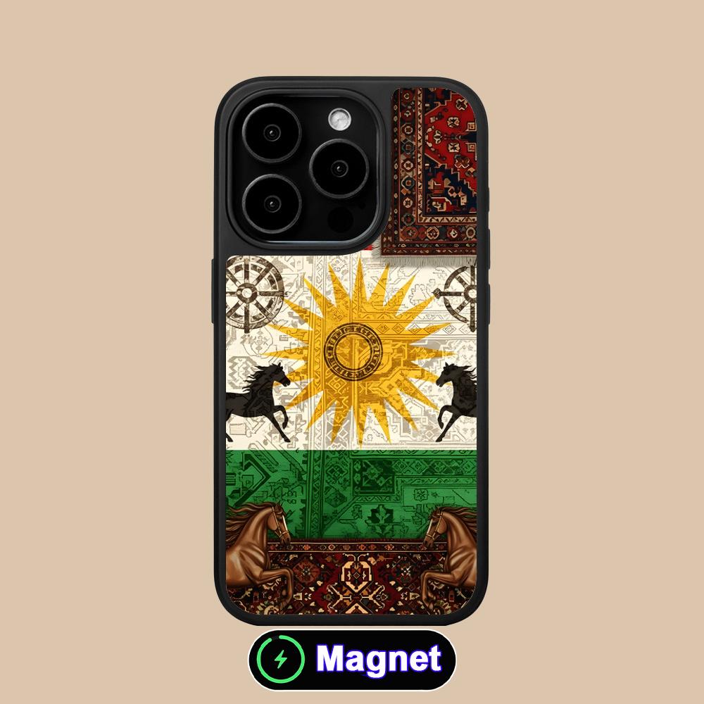 Kurdistan Flag Matte Surface Magsafe Mobile Phone Case for iPhone 17 16 15 14 13 12 11 Air Pro Max Plus Colorful Cover