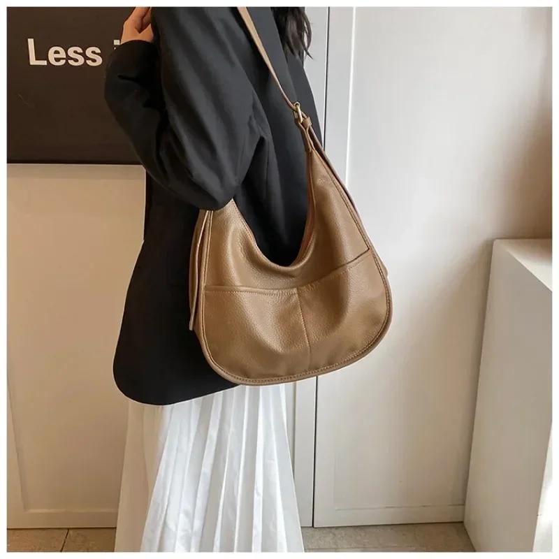 Geantă cu textură de înaltă calitate pentru femei de mare capacitate, noua geantă retro cu umăr de toamnă și iarnă