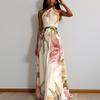 2026 Spring New Women's Clothing, Foreign Trade European and American Dresses, Elegant Casual Loose Plant Printing Dresses