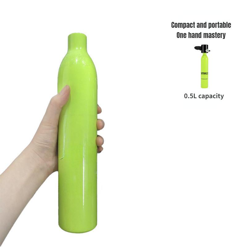0.5L/0.7L Portable Aluminum Oxygen Bottle 20 Megapascals Mini Scuba Diving Oxygen Bottle Backup Gas Source Bottle 29.4 * 6 * 2.8CM