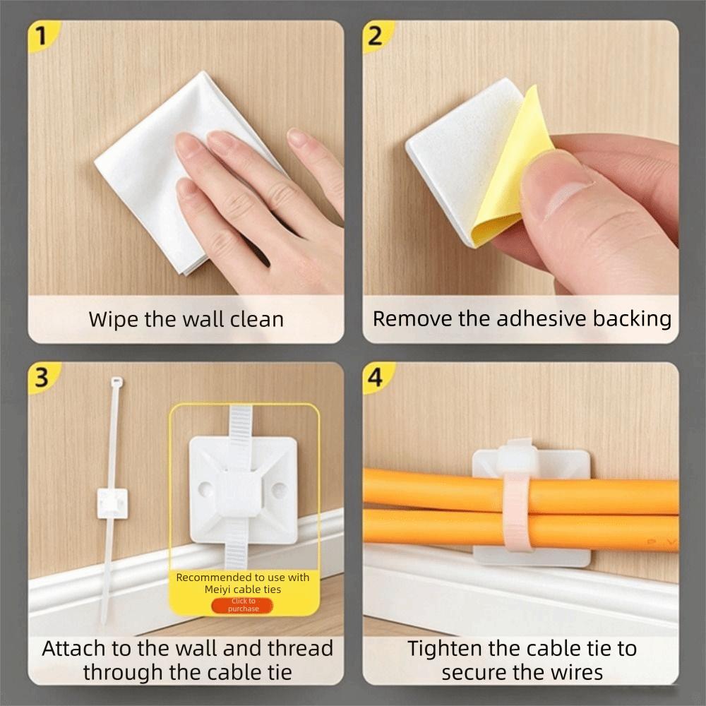 100 Pack Super-Adhesive Cable Tie Mounts Set Sticky Backs Wire Management Mounts  Home Office