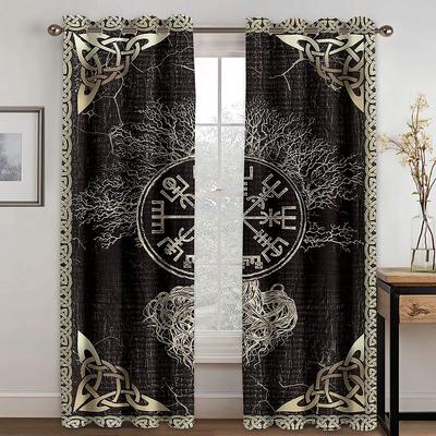 Luxury Gold Mysterious Symbol Divination Curtains for Living Room Design Bedroom Kitchen Decoration Window Drapes Cortina 3D