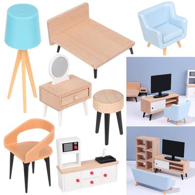 Dolls Accessories Sofa Bed Wardrobe Mini Furnishing TV Cabinet Dollhouse Miniature Furniture