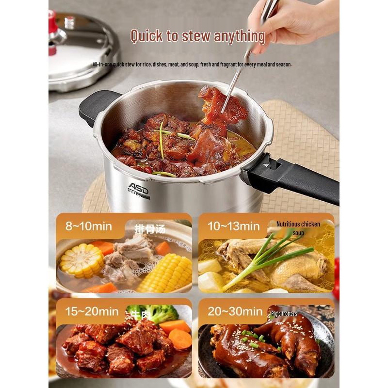 ASD 5.5L 304 Stainless Steel Explosion-Proof Pressure Cooker