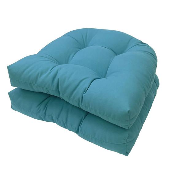 

2 Pcs Outdoor Chair Cushions Waterproof U-Shaped Overstuffed Seat Cushions Thick Cotton Filling Easy to Clean Patio світло-синій колір