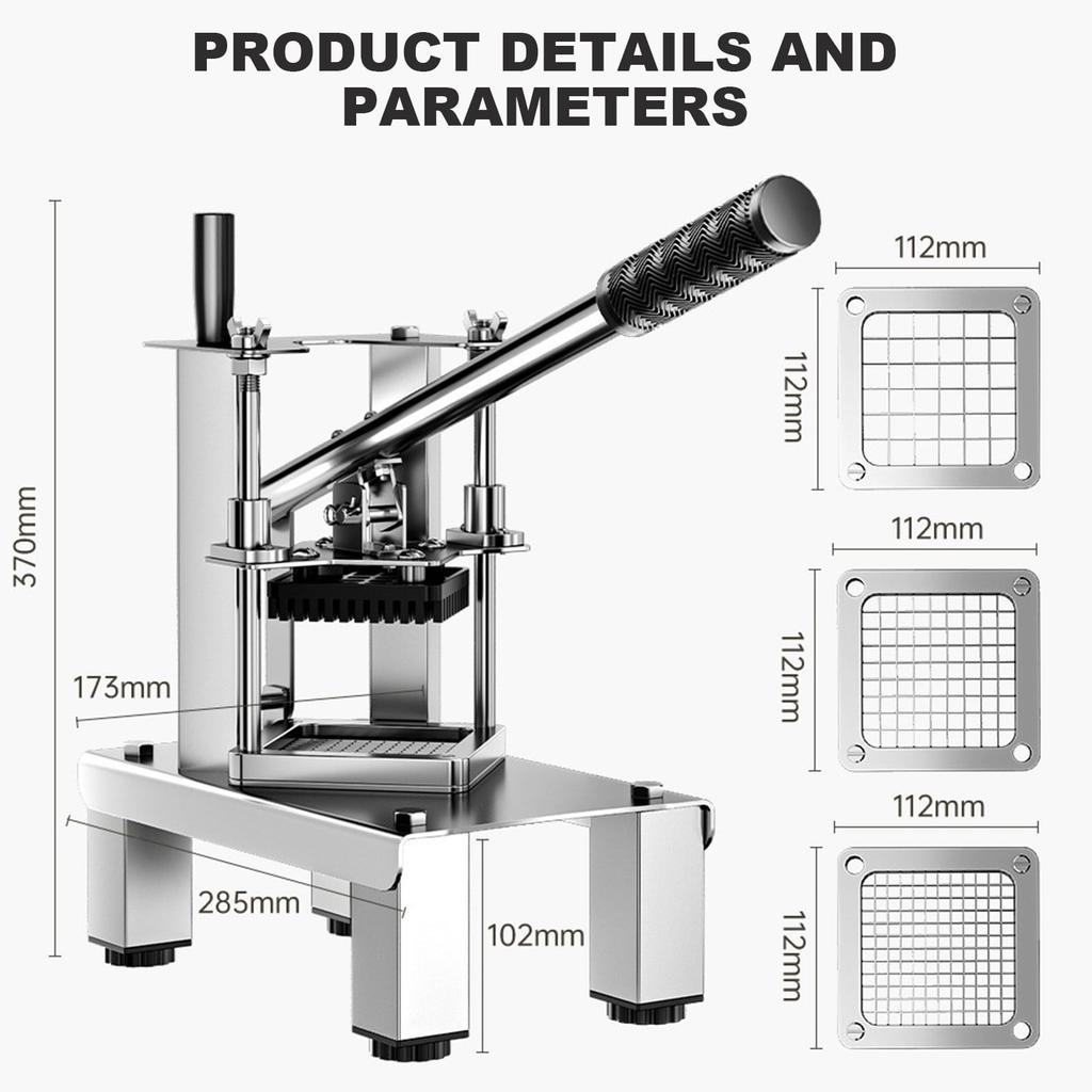 French Fry Cutter & Potato Dicer, 2/3 Blades Heavy-Duty Stainless Steel Potato Cutter, Commercial Vegetable Chopper for Home Kitchen Restaurant