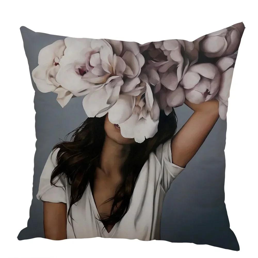 

Сексуальные цветы перо леди наволочка декор эстетика харадзюку двусторонняя наволочка для дивана дома персиковая кожа наволочка 66x66cm светло-коричневого