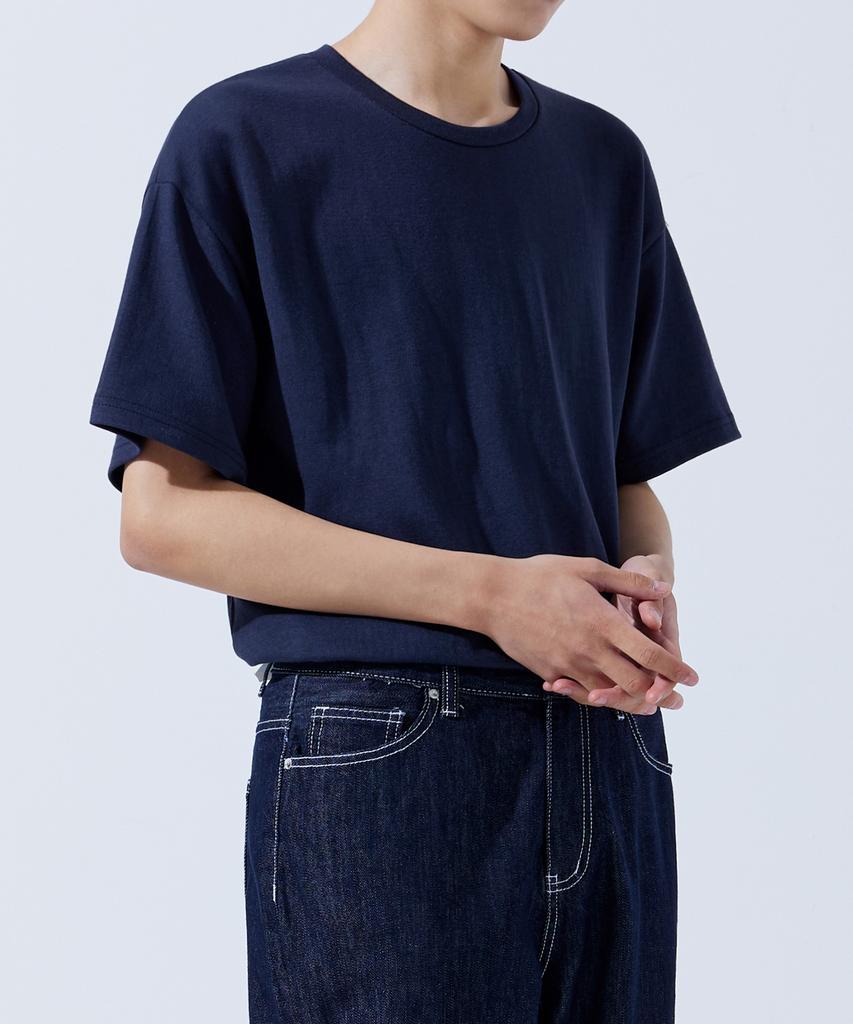 TOPBOY [2Pack] Premium Double-Sided Loose Fit Plain Short Sleeve T-Shirt 4 Colors (Type A)