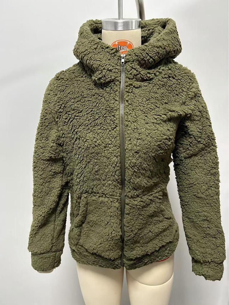 2025 Damen Herbst/Winter Kapuzen-Plüsch-Sweatshirt mit Reißverschluss